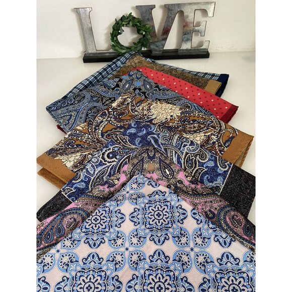 Jos A Bank Mens 14.5 X 14.5” Pink Blue Paisley 100% Silk Pocket Square New W Tag - Picture 3 of 16
